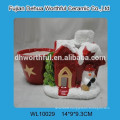 Red Christmas house design Ceramic flower Pot